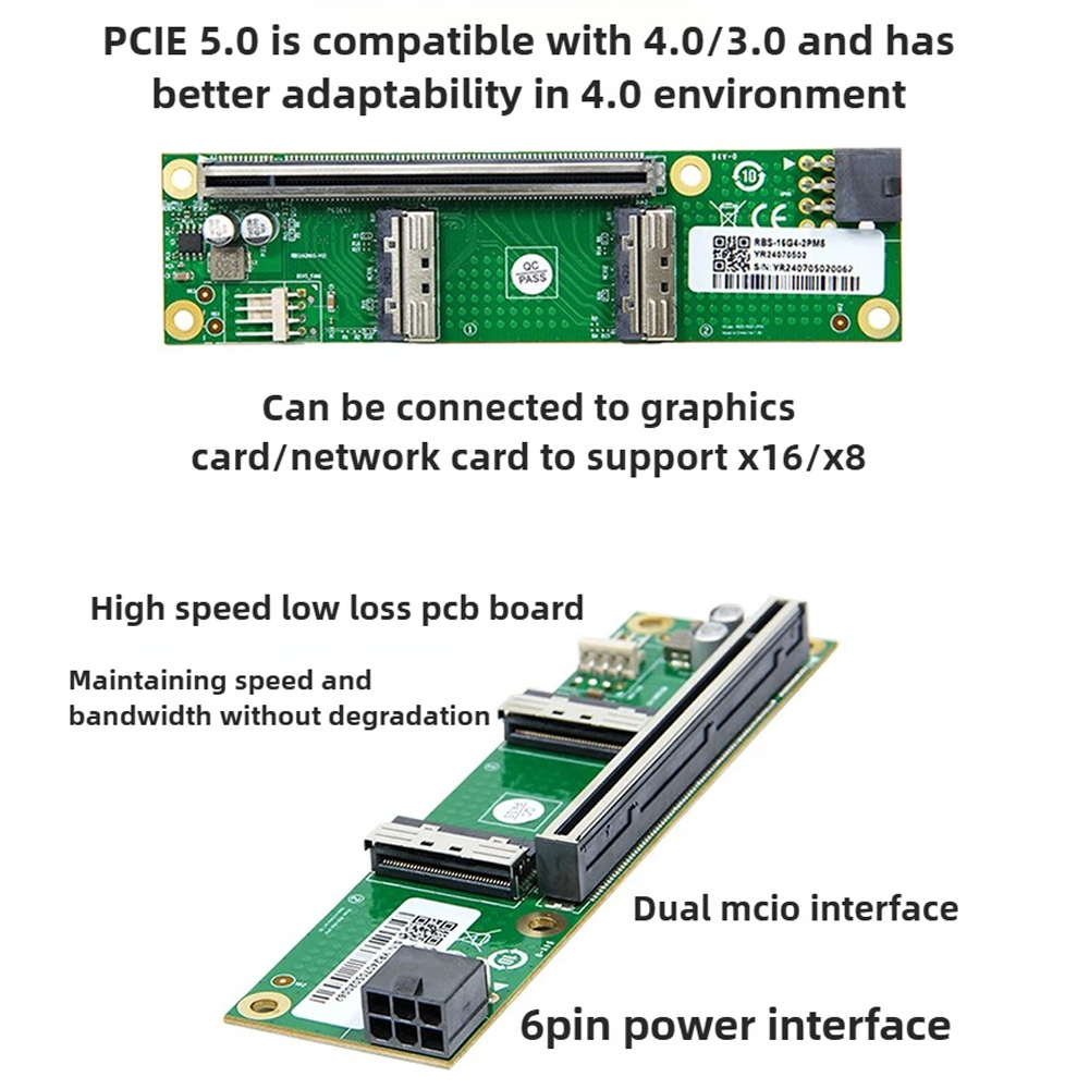 ADT-Link PCIe 5.0 X16 To MCIO  - Pcie 5.0 Gpu Riser Cable review and price